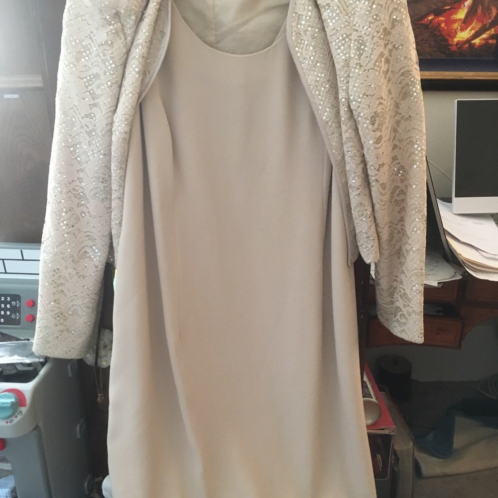 Elegant Cream Women's Jacket and Dress Set